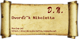 Dvorák Nikoletta névjegykártya